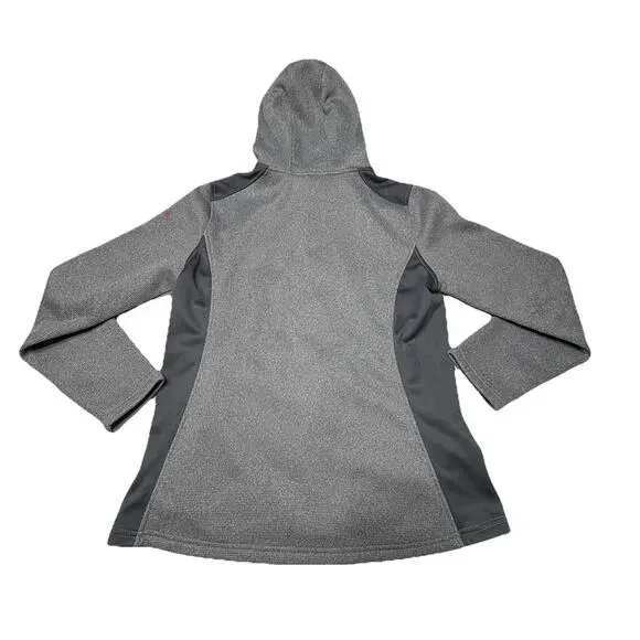 Spyder Women's Large Waffle Knit Fleece Lined Jacket Gray Pink Full Zip Hooded - Picture 2 of 14